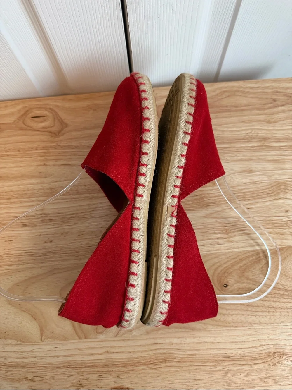Verbenas Red Suede Espadrille Slip-Ons - Size 38